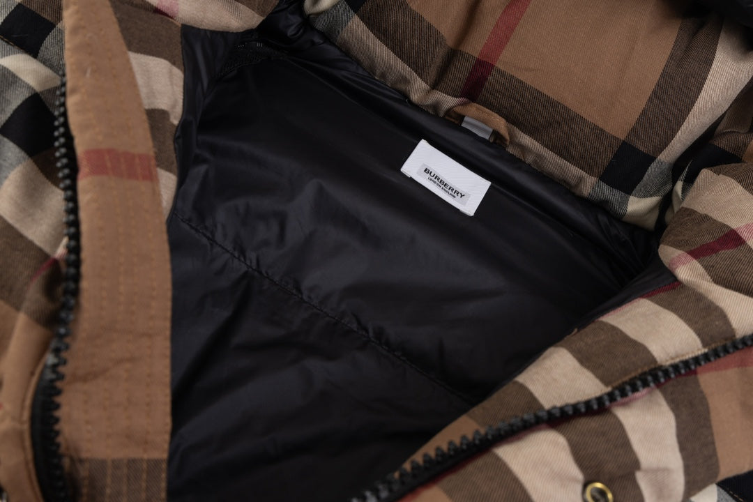 Burberry Plaid Hooded Down Jacket – Unisex