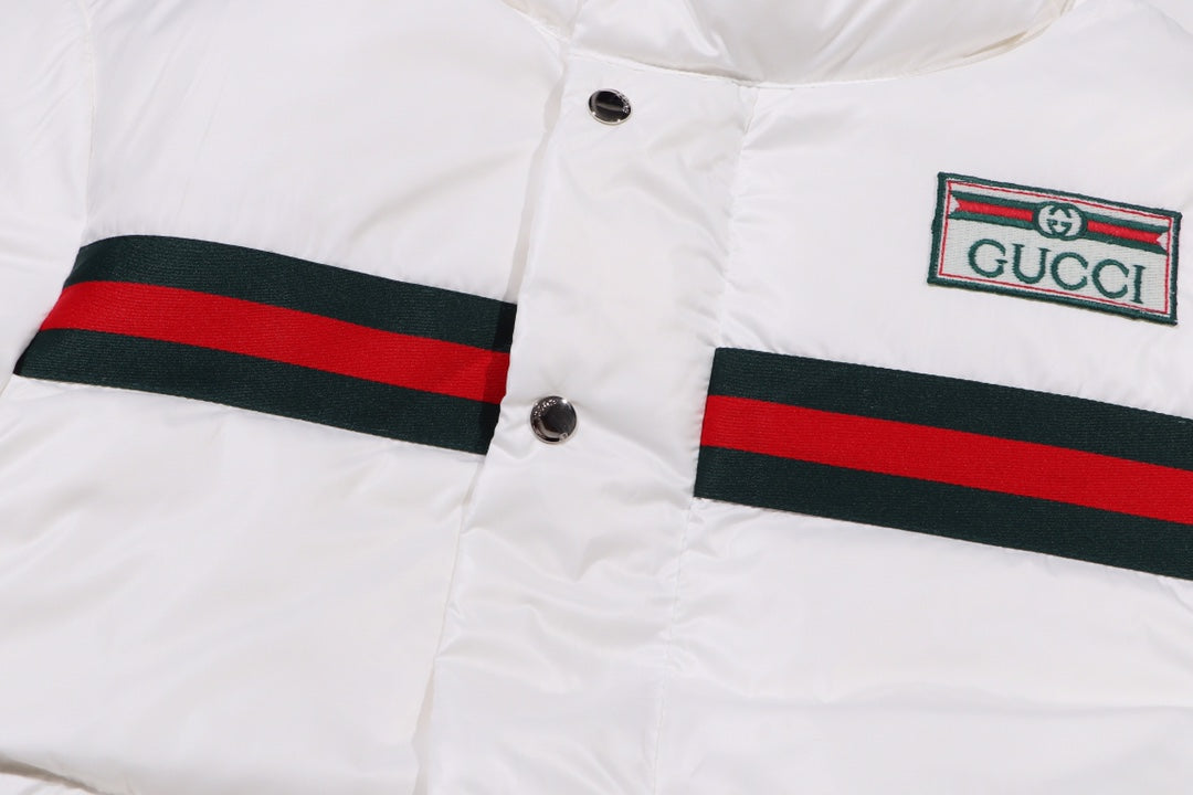 GUCCI 2024 FW Classic Striped Down Jacket – Unisex | Sizes M–XXL | Black & White
