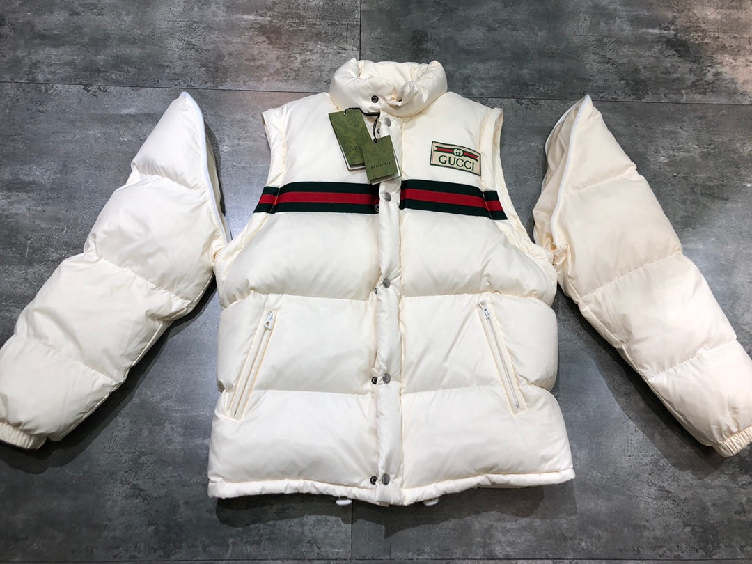 GUCCI 2022 Winter Detachable Sleeve Down Jacket Vest – Unisex | White | Sizes 40–46